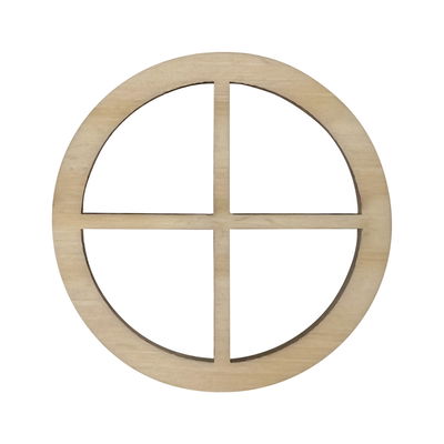 Runt miniatyrfönster av trä, till dockhus, nissedörrar och miniatyrvärldar