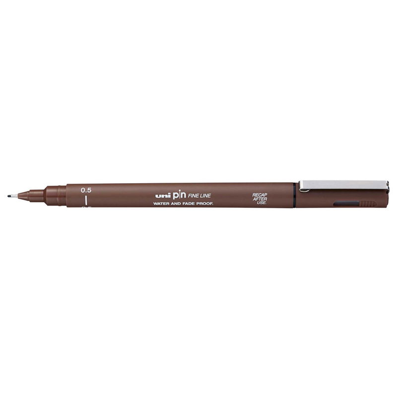 uni-pin fineliner, 0,5 Sepia. Ljusäkta och vattenresistent.