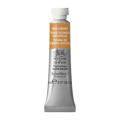 Förpackning med Winsor & Newton Professional akvarellfärg Raw Umber 5 ml tub