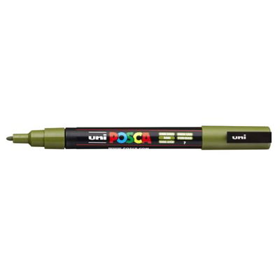 Posca PC-3M Khaki Green med spets synlig, öppen marker sedd från sidan