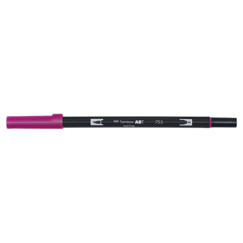 Vattenbaserad penna med två spetsar, en fineliner och en penselspets, Tombow ABT Dual brush Rubine Red