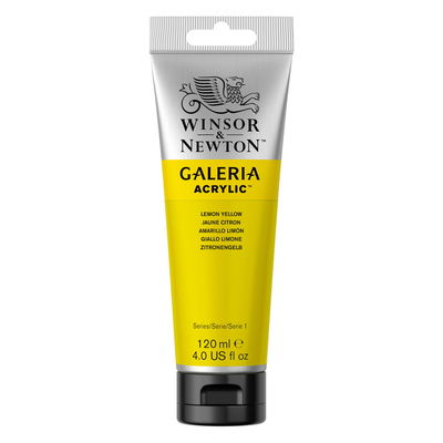 Tub med 120 ml akrylfärg. Winsor & Newton Galeria Lemon Yellow