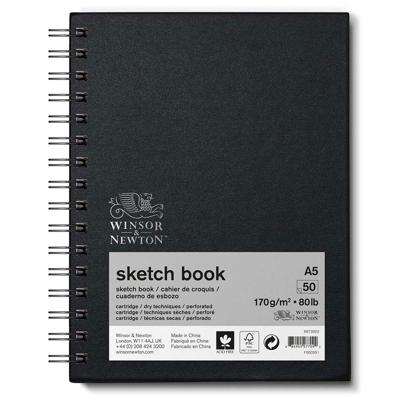 Winsor & Newton Sketch Book A5 spiralbundet 50 ark 170 g för skisser och teckning