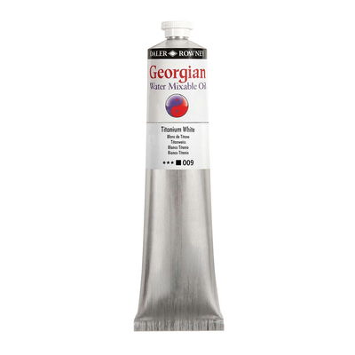 Georgian Water Mixable Oil Paint Titanium white 200 ml vattenlöslig oljefärg i tub på vit bakgrund