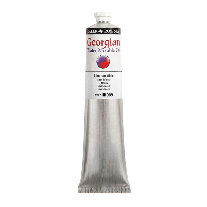 Georgian Water Mixable Oil Paint Titanium white 200 ml vattenlöslig oljefärg i tub på vit bakgrund