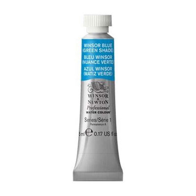 Förpackning med Winsor & Newton Professional akvarellfärg Winsor Blue (Green Shade) i 5ml tub