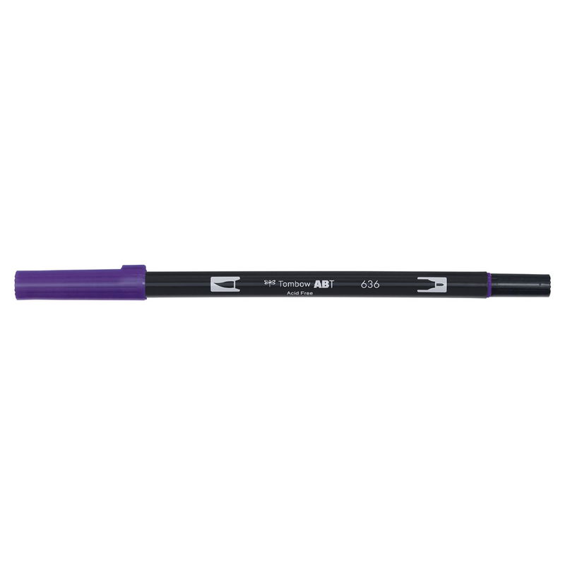 Vattenbaserad penna med två spetsar, en fineliner och en penselspets, Tombow ABT Dual brush Imperial Purple