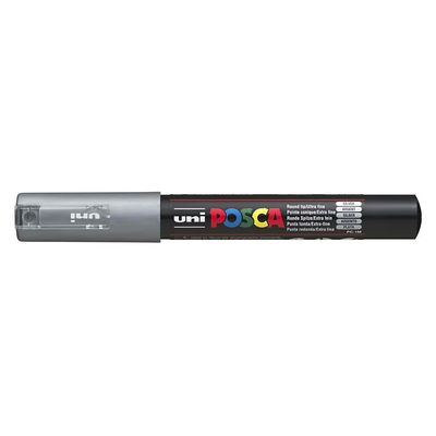 Posca PC-1MC Silver med kork, stängd marker sedd från sidan