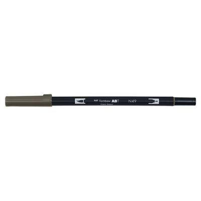 Vattenbaserad penna med två spetsar, en fineliner och en penselspets, Tombow ABT Dual brush Warm Gray 8
