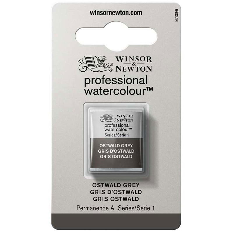 Förpackning med Winsor & Newton Professional akvarellfärg Ostwald Gray halvkopp
