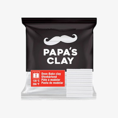 Papa's Clay Polymerlera White 60 g i förpackning, svart färg