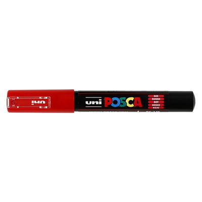 Posca PC-1MC Red med kork, stängd marker sedd från sidan