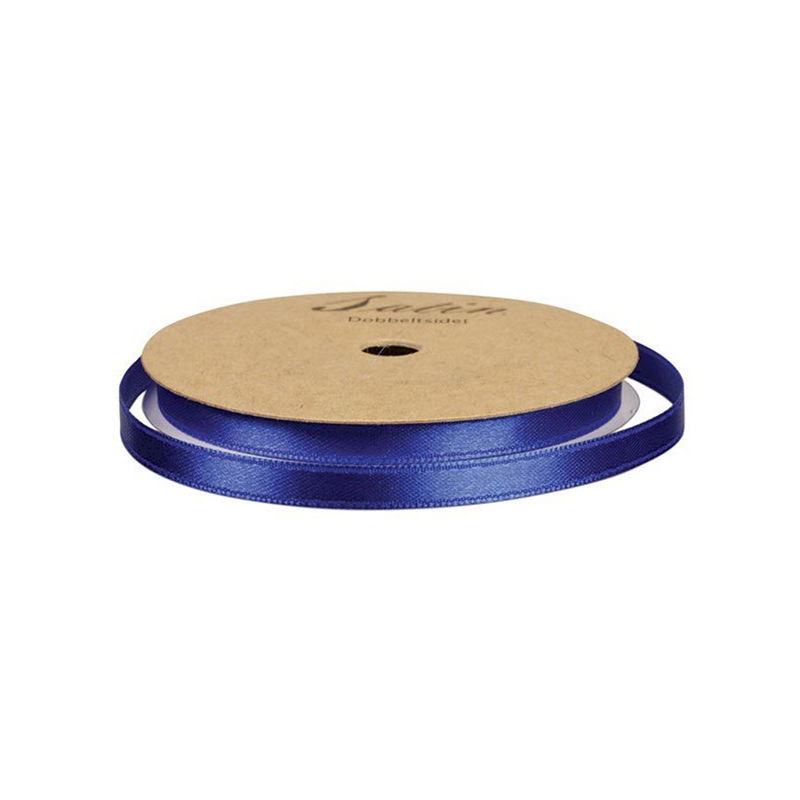 Blått satinband med 6 mm bredd. Längd 10 meter