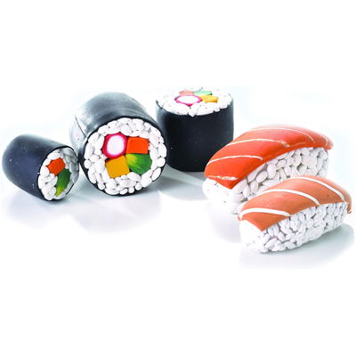 Sushi och miniatyrer skapade i DAS Smart polymerlera