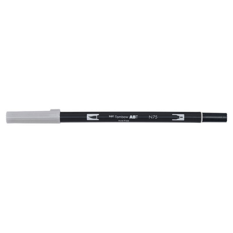Vattenbaserad penna med två spetsar, en fineliner och en penselspets, Tombow ABT Dual brush Cool Gray 3