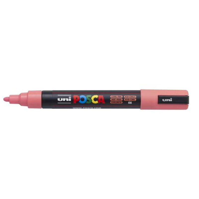 Posca PC-5M Coral Pink med spets synlig, öppen marker sedd från sidan