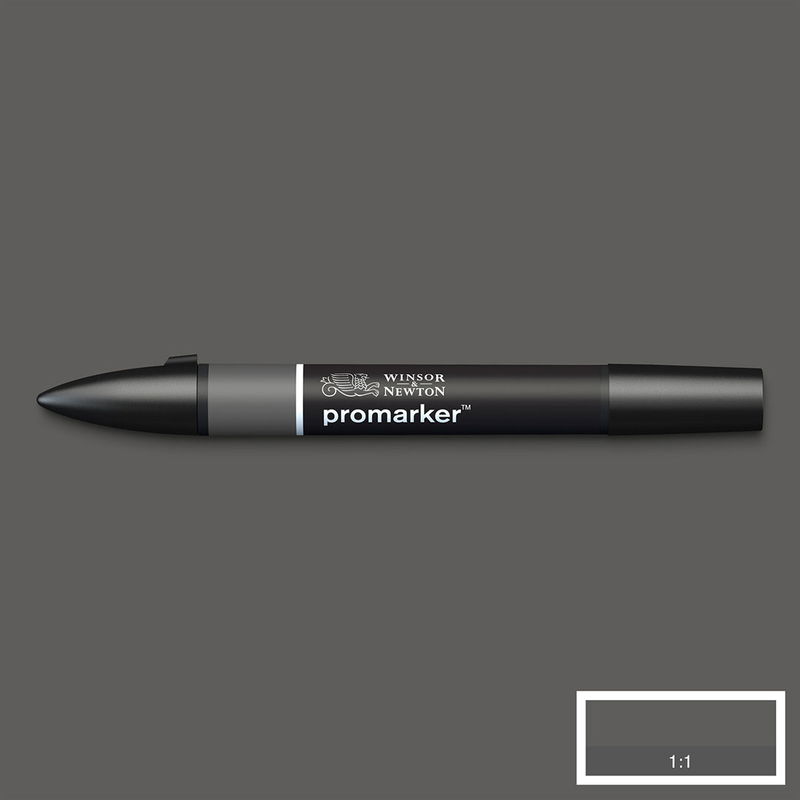 Winsor & Newton Promarker Cool Grey 5 CG5 marker med färgprov och bakgrund i samma ton