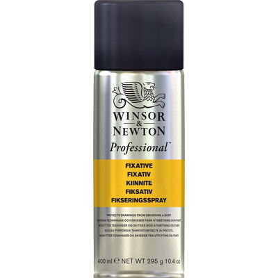 Winsor & Newton Professional Fixative Spray 400 ml. Färglös fixativ som skyddar teckningar i kol, pastell, grafit och krita från utsmetning och damm.