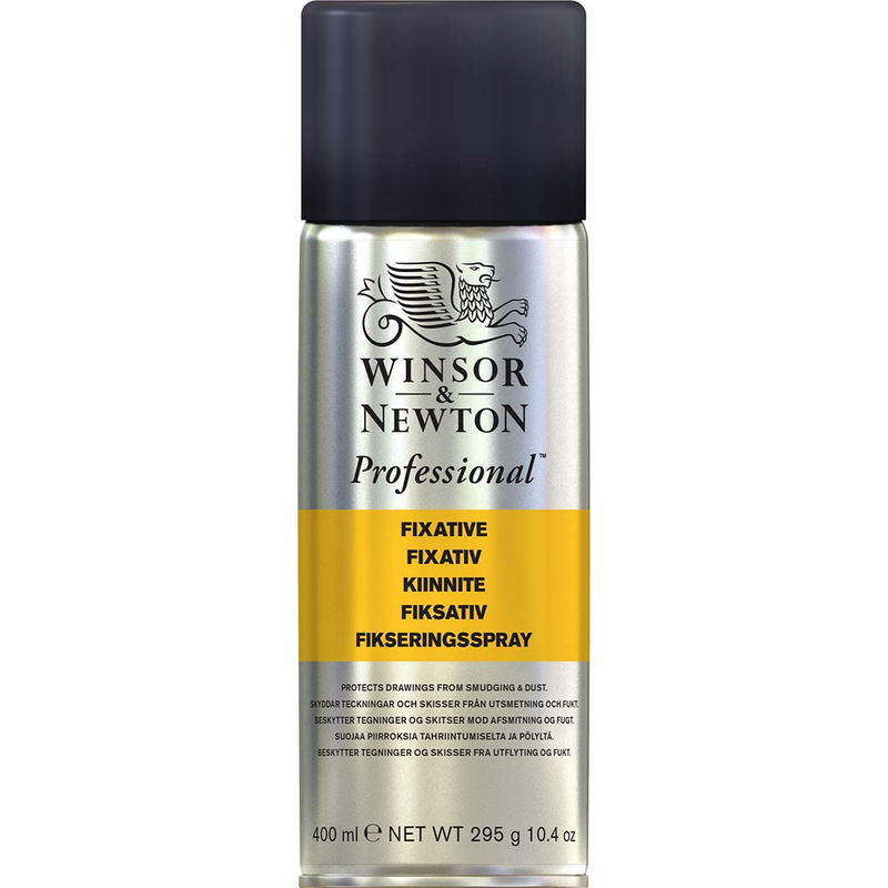 Winsor & Newton Professional Fixative Spray 400 ml. Färglös fixativ som skyddar teckningar i kol, pastell, grafit och krita från utsmetning och damm.