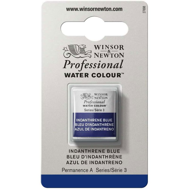 Förpackning med Winsor & Newton Professional akvarellfärg Indanthrene Blue halvkopp