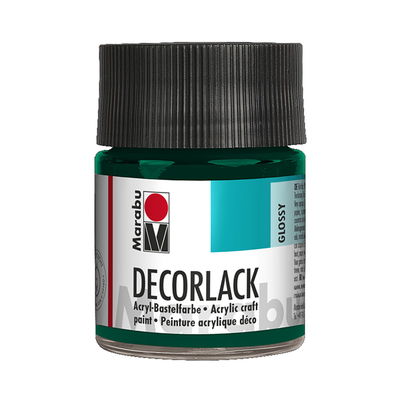 Marabu Dekorlack Pine Green glasflaska, 50 ml. Blank och väderbeständig färg.