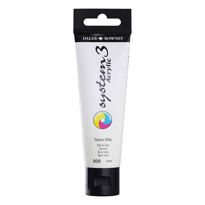 System3 Akrylfärg Titanium White 009 59 ml vit akrylfärg med hög täckning för målning på duk, papper och trä