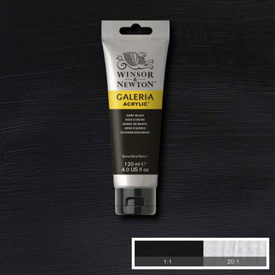 Tub med 120 ml akrylfärg. Winsor & Newton Galeria Ivory Black