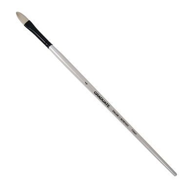 Daler-Rowney Graduate Bristle Filbert Nr 4 Long Handle pensel med Chungking-svinborst, svart hylsa och pärlvitt skaft