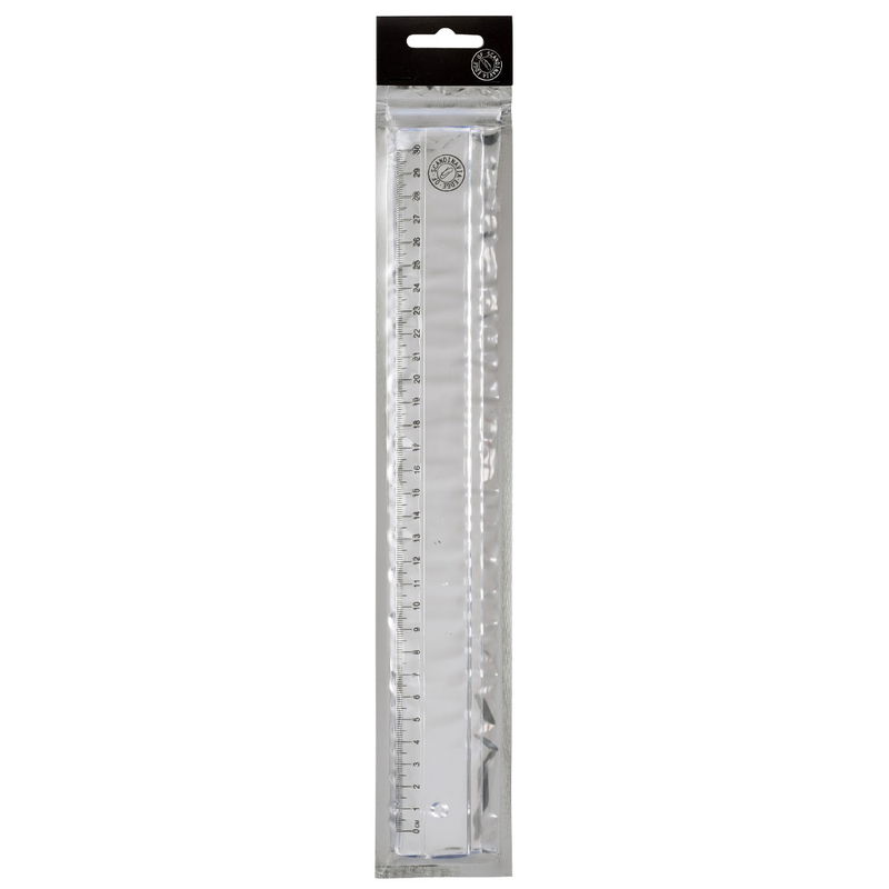Linjal 30 cm transparent med kant