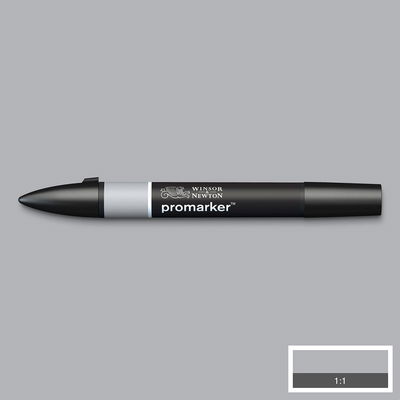 Winsor & Newton Promarker Ice Grey 3 IG3 marker med färgprov och bakgrund i samma ton