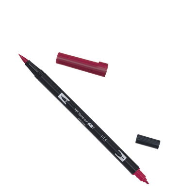 Tombow ABT Dual Brush, vattenbaserad penna med två spetsar, en fine och en brush, Cherry 815