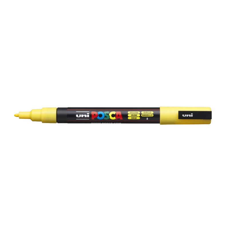 Posca PC-3M Yellow, öppen marker sedd från sidan