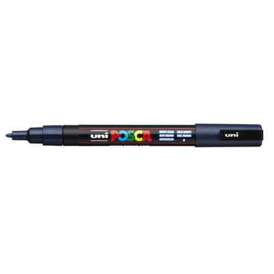 Posca PC-3M Navy Blue med spets synlig, öppen marker sedd från sidan