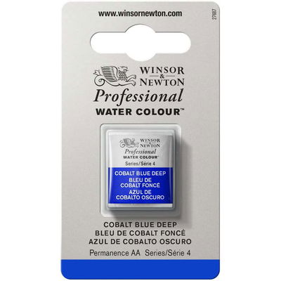 Förpackning med Winsor & Newton Professional akvarellfärg Cobalt Blue Deep halvkopp