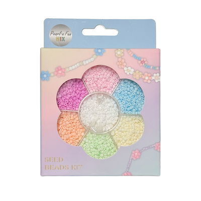 Glaspärlor pastell färger 90 g Glaspärlor mixade pastellfärger 90 g i blågröna nyanser med elastisk tråd