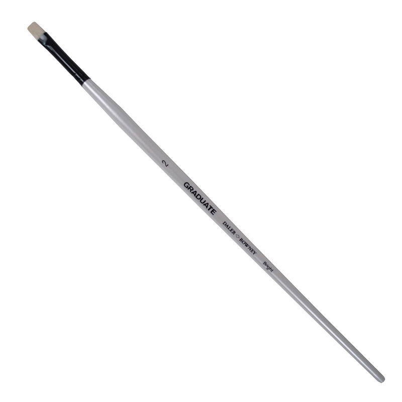 Daler-Rowney Graduate Bristle Bright Nr 2 Long Handle pensel i Chungking-svinborst med svart hylsa och pärlvitt skaft