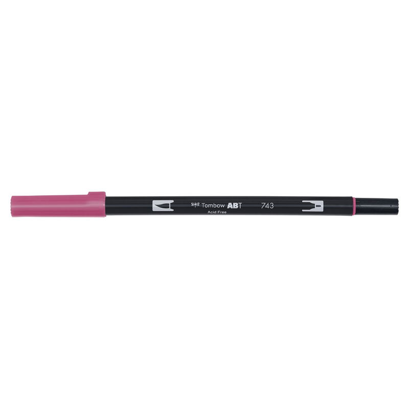 Vattenbaserad penna med två spetsar, en fineliner och en penselspets, Tombow ABT Dual brush Hot Pink