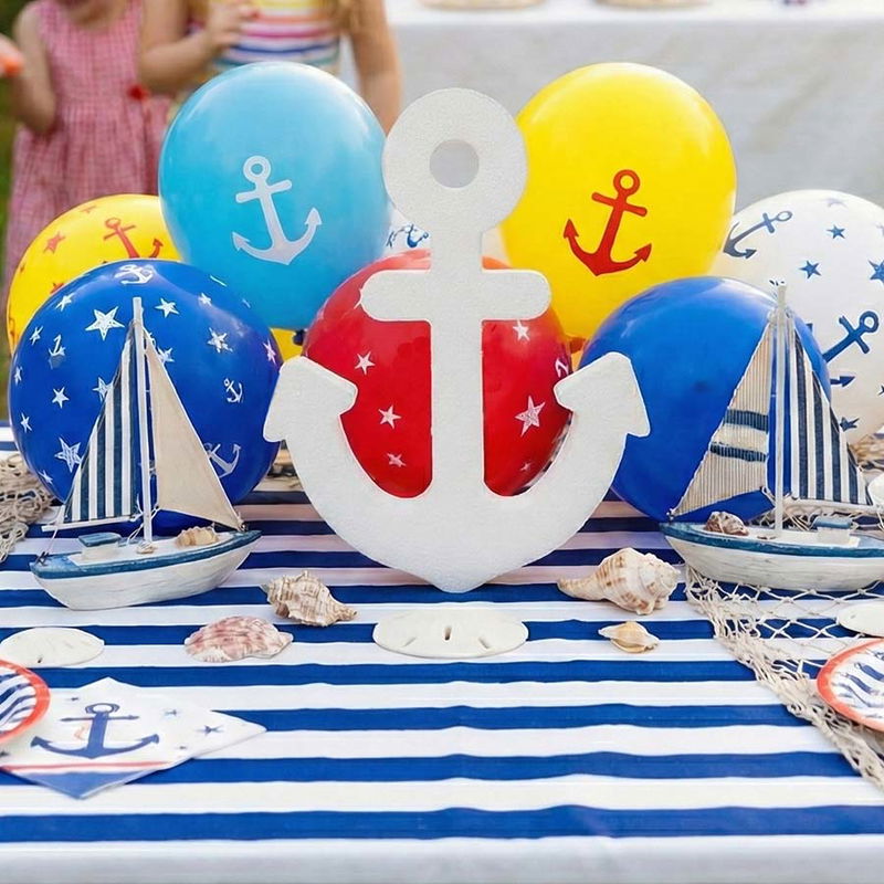 Frigolitankare på ett barnkalas, marintema