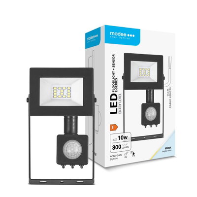 Modee Lighting LED strålkastare 10W |  Kallvit 6000K | IP54 | + sensor