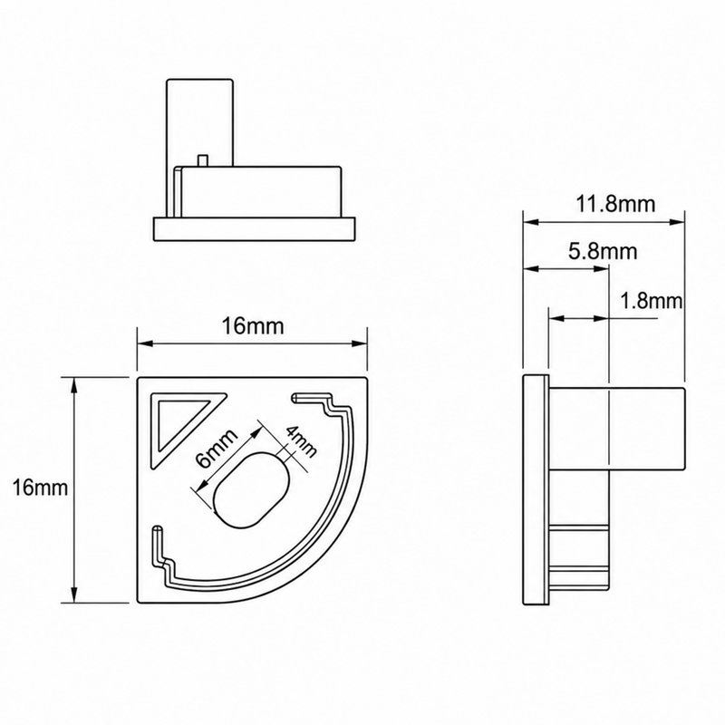 Sayox | SSC16 | Ändavslut för LED-profiler | Svart | Plast | 4-pack