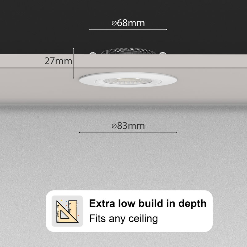 LED Downlight Slimmy | 5-8W | 3CCT | D2W | IP65 | Dimbar | Mässing | Värmeskydd