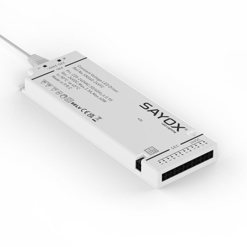 Sayox | 24V | Plug & Play LED-driver | 60W | Med 1,5 meter strömkabel | IP20