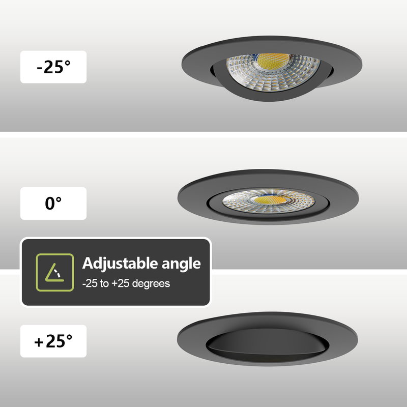 6-pack | LED Downlight Slimmy Svart | 8W | CCT | 2700-3000K-4000K | IP65 | Dimbar | Värmeskydd