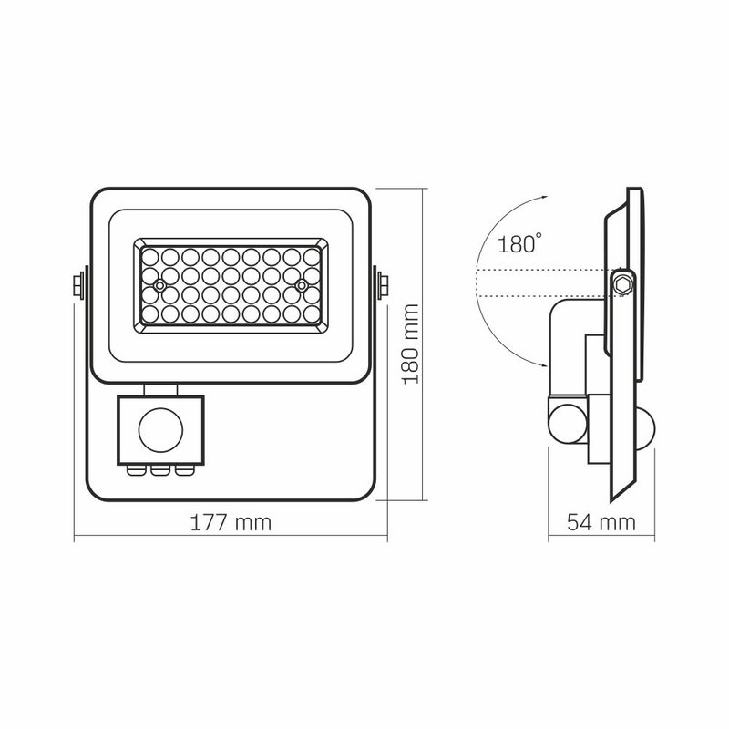 VIDEX | LED strålkastare 30W med sensor | Kallvit 5000K | IP65 | Vit