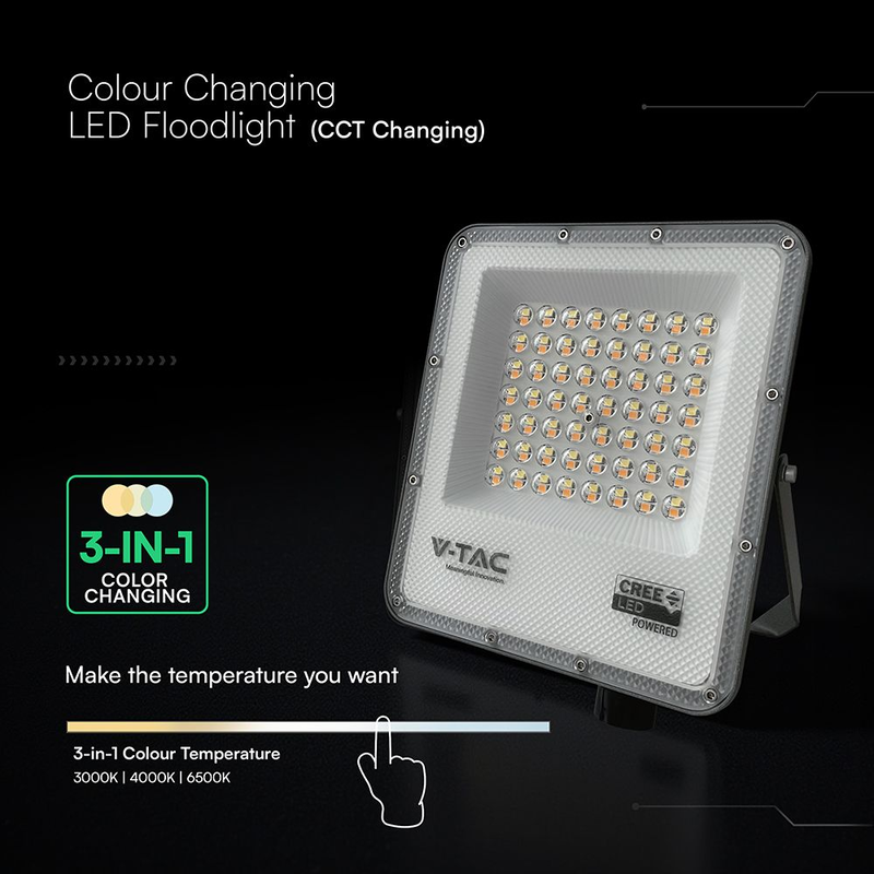 V-TAC | Strålkastare 50W | CCT  3 in 1 | IP65 | CREE-chip