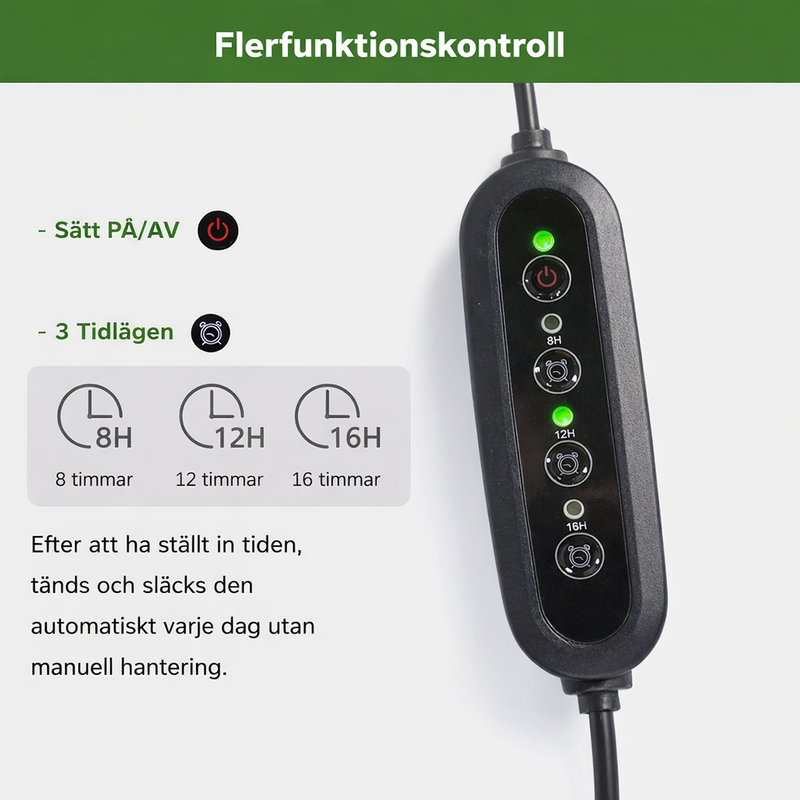 Växtbelysning Dual-bar 36W | Komplett-kit | Inkl. timer och stativ | 60 cm