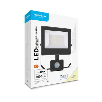 Modee Lighting LED strålkastare 30W |  Neutralvit 4000K | IP54 | + sensor