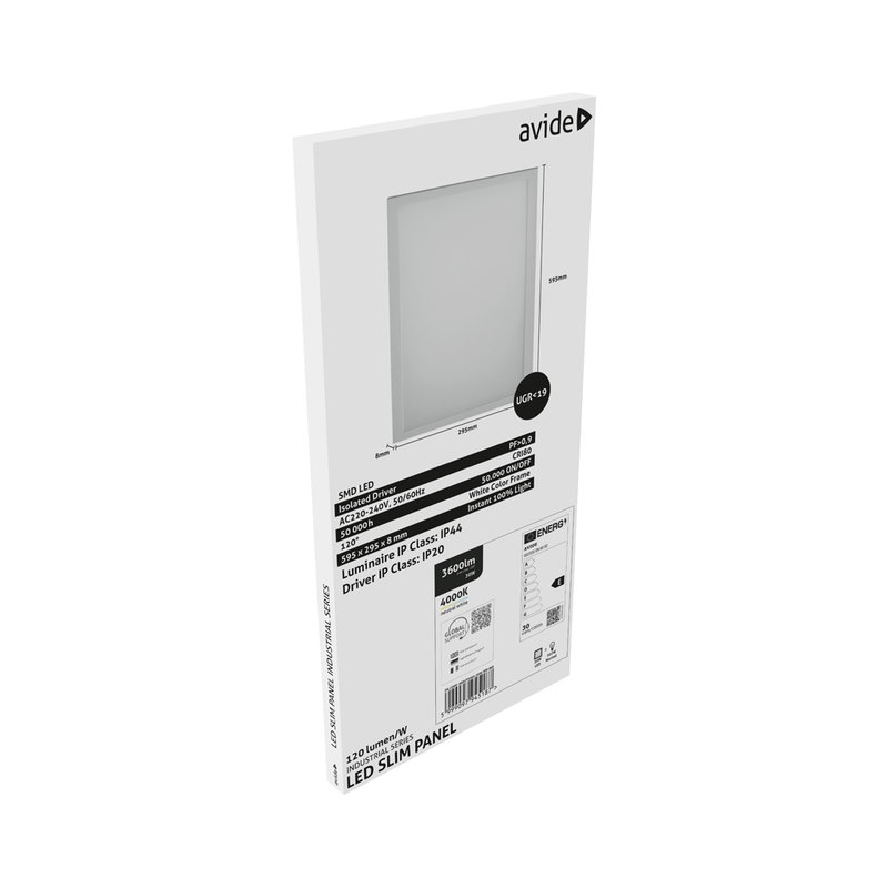 LED Panel 30X60cm | 30W | Neutralvit 4000K | 120 lm/W | UGR<19 | IP44