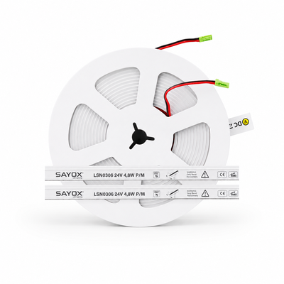 Sayox | Mini LED Neon Flex | För infräsning | 3x6 mm | 24V | IP67 | 4,8W/m | 5 meter