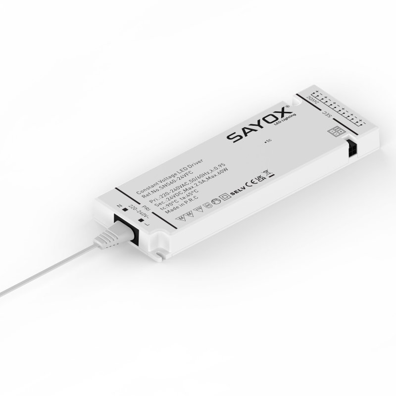 Sayox | 24V | Plug & Play LED-driver | 60W | Med 1,5 meter strömkabel | IP20